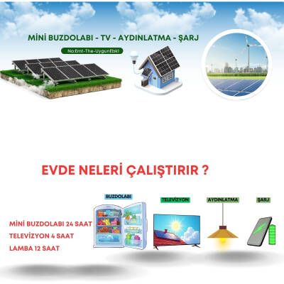 TV, Buzdolabı, Aydınlatma İçin Güneş Enerji Sistemi Bağ Evi Ve Karavan Solar Sistem - 3