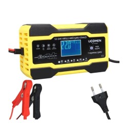 Ucomen 12/24 Volt 10 Amper Led Göstergeli 7 Aşamalı Akü Şarj Cihazı (UC-C121001A Sarı) - Ucomen