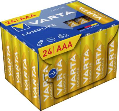 Varta 4103 Longlife Alkalin AAA İnce Pil 24’lü Paket (Made in Germany) - 1