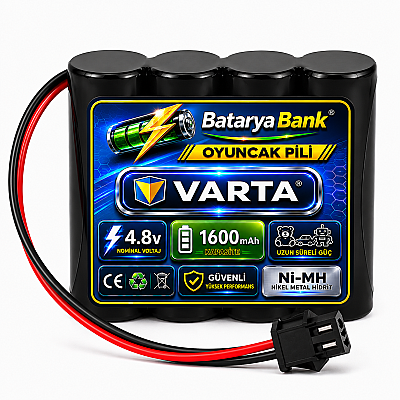 Varta 4.8V 1600mAh Oyuncak Pili Siyah Soket Alman Menşei Şarjlı Ni-MH Batarya - 1