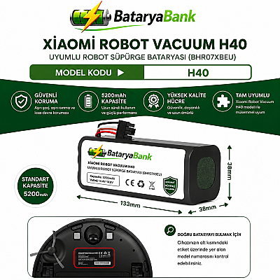 Xiaomi Robot Vacuum H40 Uyumlu Robot Süpürge Bataryası 5200mAh (BHR07XBEU) - 1